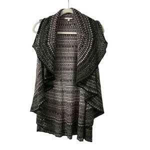 Mystree sweater knit circle vest multi color One Size